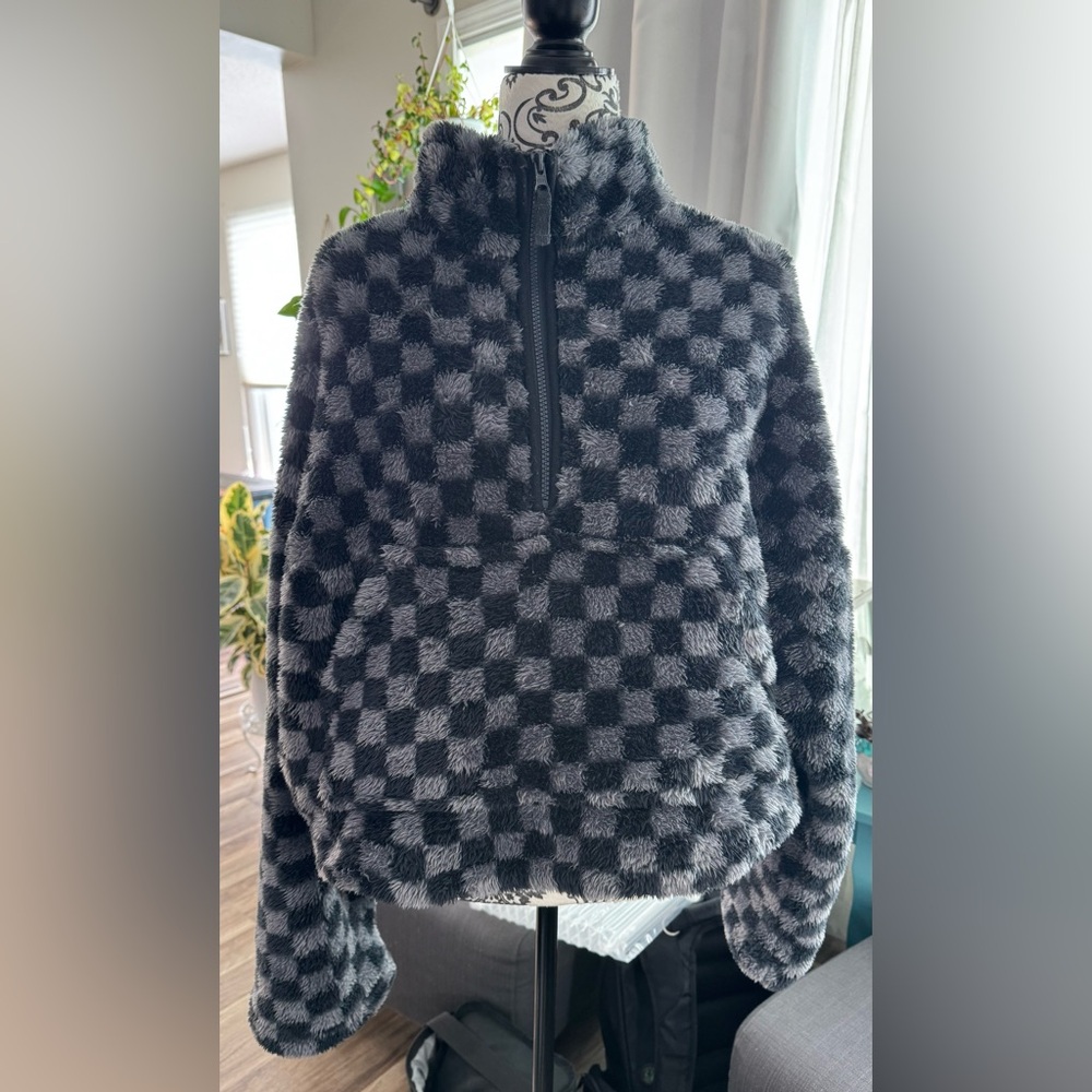 Checkered Fuzzy Pullover